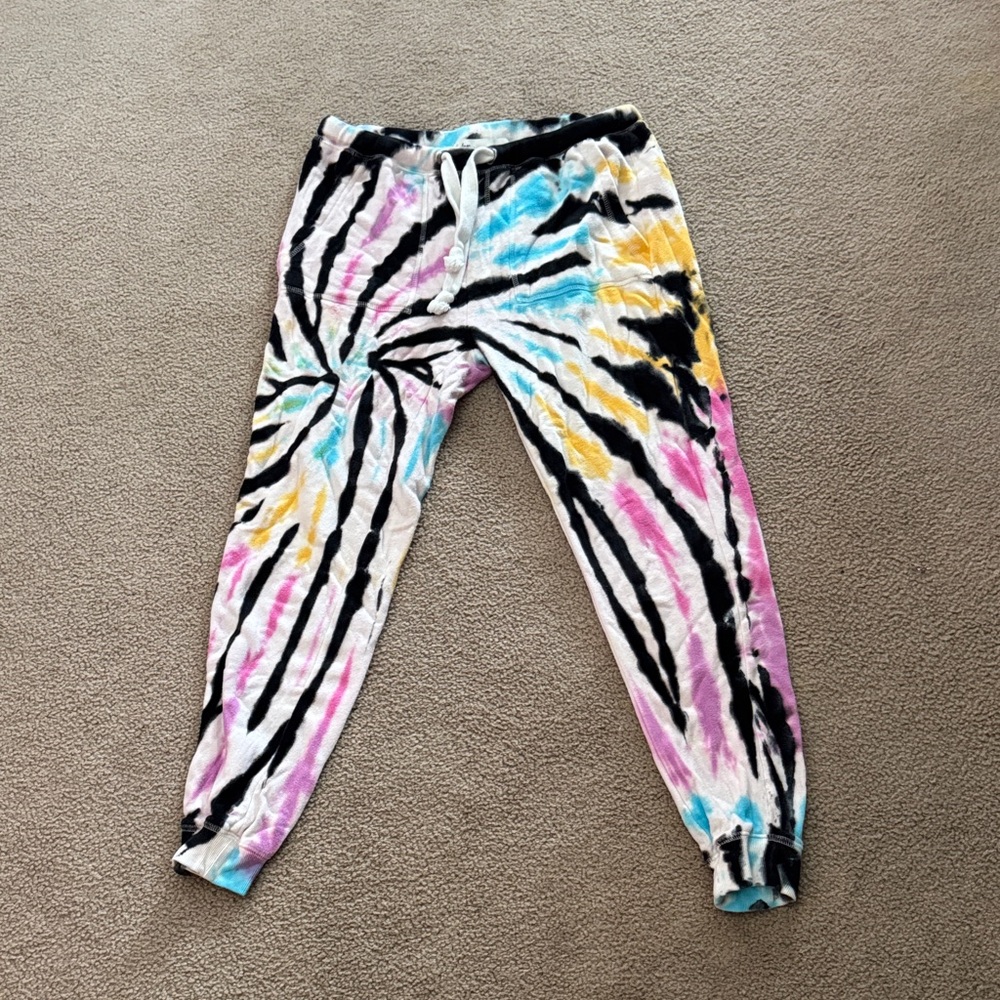 Vintage Havana Tie-Dye Joggers with Pink, Blue, Yellow, and Black